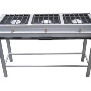 Estufa Industrial de 3 Quemadores FABRICADA EN FIERRO, ESMALTADA EN COLOR ALUMINIO. DE 90X30 CM IDEAL PARA CASA O NEGOCIO - M