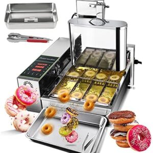 CVGfko Minimáquina para Hacer donas de 2000 W, Panel de Control Inteligente, Grosor Ajustable, Giro automático, certificación