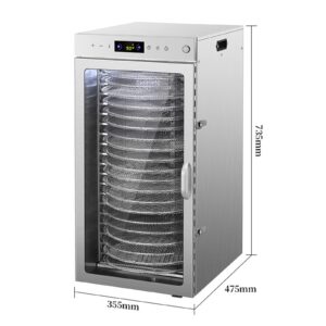 Máquina deshidratadora de alimentos comercial, Deshidratador de alimentos 20 bandejas, rotación automática de 360 °, adecuado