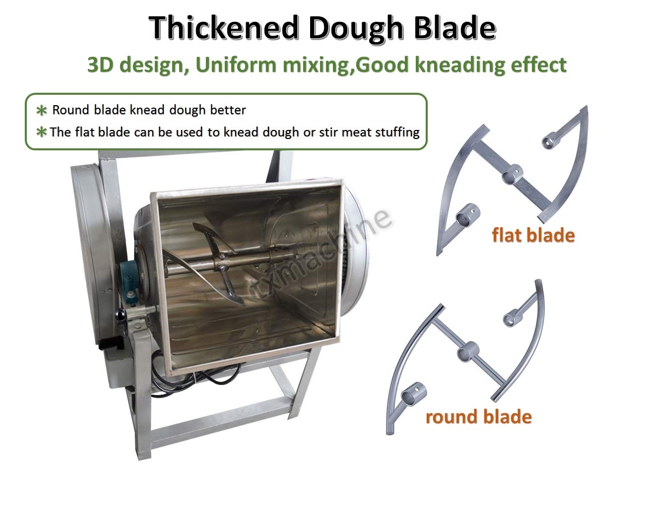 Txmachine® - Mezclador de alimentos de 50 kg, mezclador de masa eléctrica, mezclador de harina, amasador de masa (220 V/50 Hz, con hoja plana) 7 Txmachine® - Mezclador de alimentos de 50 kg, mezclador de masa eléctrica, mezclador de harina, amasador de masa (220 V/50 Hz