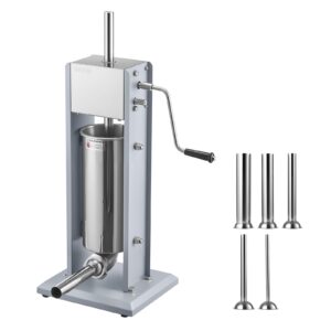 VEVOR Embutidora Manual de Salchichas Capacidad de 5 L, Embutidora Vertical de Mesa de Acero Inoxidable con 5 Tubos de Rellen