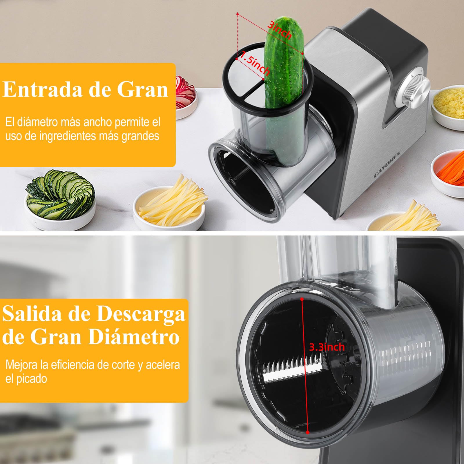 Rallador de Verduras Eléctrico 5 en 1, Rallador de Queso y Rebanador de Papas Automático con 5 Cuchillas de Acero Inoxidable, Cortador de Verduras Multifuncional para Queso, Frutas, Verduras 5 Rallador de Verduras Eléctrico 5 en 1, Rallador de Queso y Rebanador de Papas Automático con 5 Cuchillas de Acero Inoxidable,