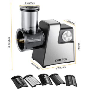 Rallador de Verduras Eléctrico 5 en 1, Rallador de Queso y Rebanador de Papas Automático con 5 Cuchillas de Acero Inoxidable,