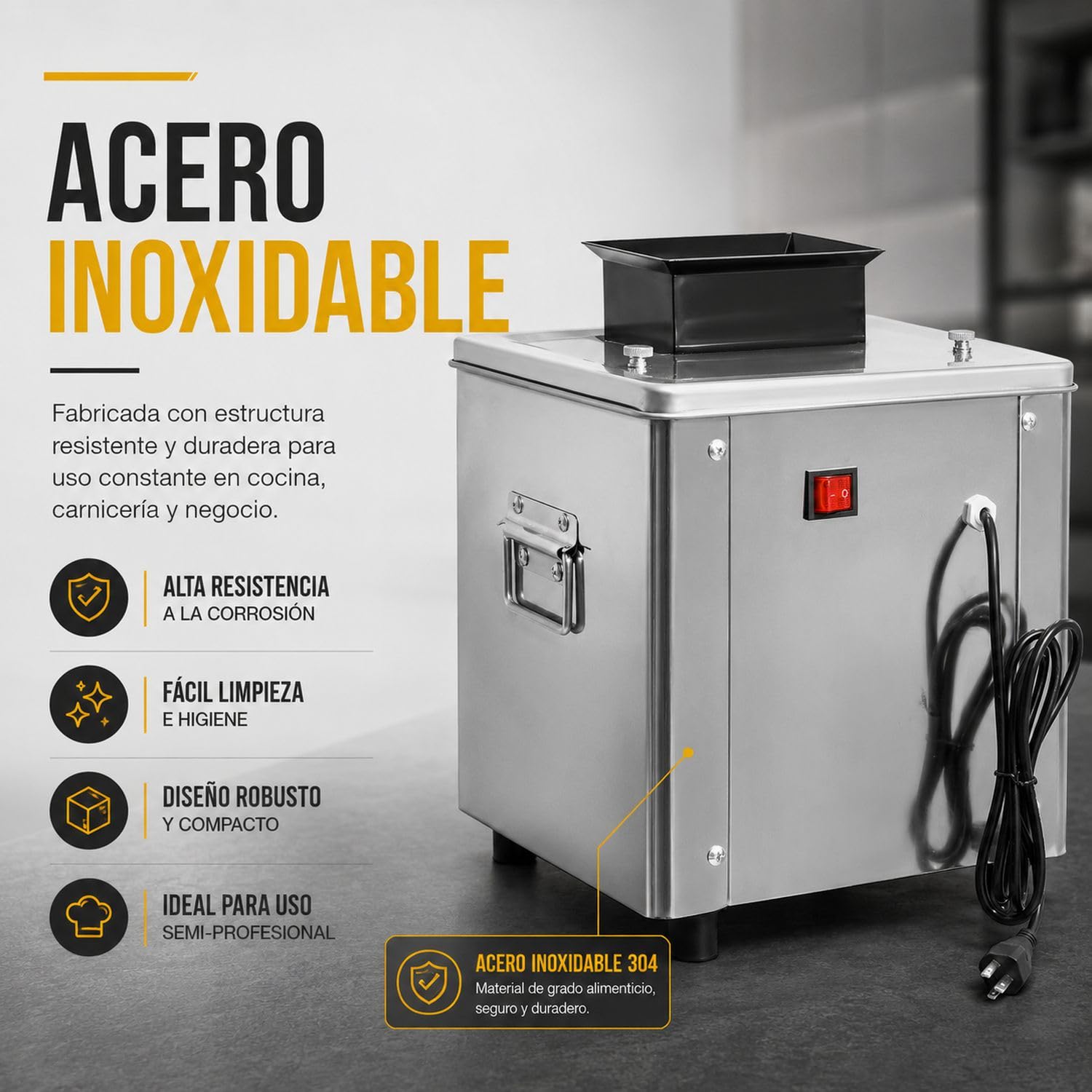GUTSTARK Maquina Cortadora Cortador de Carne 130 Kg/h 850W Acero Inoxidable 304 Rebanado 130kg/Hora 200 RPM Triturado 65kg Hora 34 Cuchillas Removibles Para Carniceria Restaurante Negocio Profesional 4 GUTSTARK Maquina Cortadora Cortador de Carne 130 Kg/h 850W Acero Inoxidable 304 Rebanado 130kg/Hora 200 RPM Triturado 65kg Ho