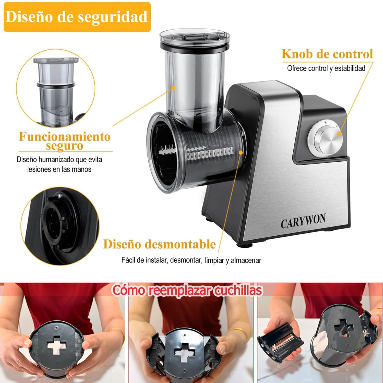 Rallador de Verduras Eléctrico 5 en 1, Rallador de Queso y Rebanador de Papas Automático con 5 Cuchillas de Acero Inoxidable, Cortador de Verduras Multifuncional para Queso, Frutas, Verduras 3 Rallador de Verduras Eléctrico 5 en 1, Rallador de Queso y Rebanador de Papas Automático con 5 Cuchillas de Acero Inoxidable,