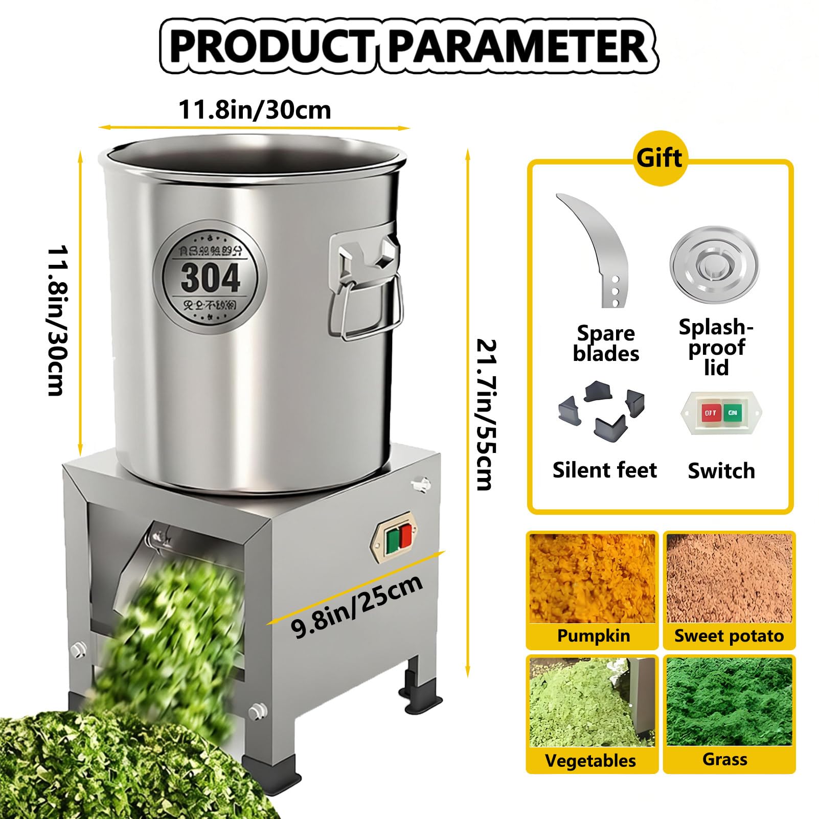 EpyGnom Picadora y Trituradora para Procesamiento de Alimento para Aves, de Acero Inoxidable de Alta Resistencia con 4 Cuchillas, Corte Rápido de 1800 RPM, para Vegetales, Granos, Maní 1200W 4 EpyGnom Picadora y Trituradora para Procesamiento de Alimento para Aves, de Acero Inoxidable de Alta Resistencia con 4 Cuchil