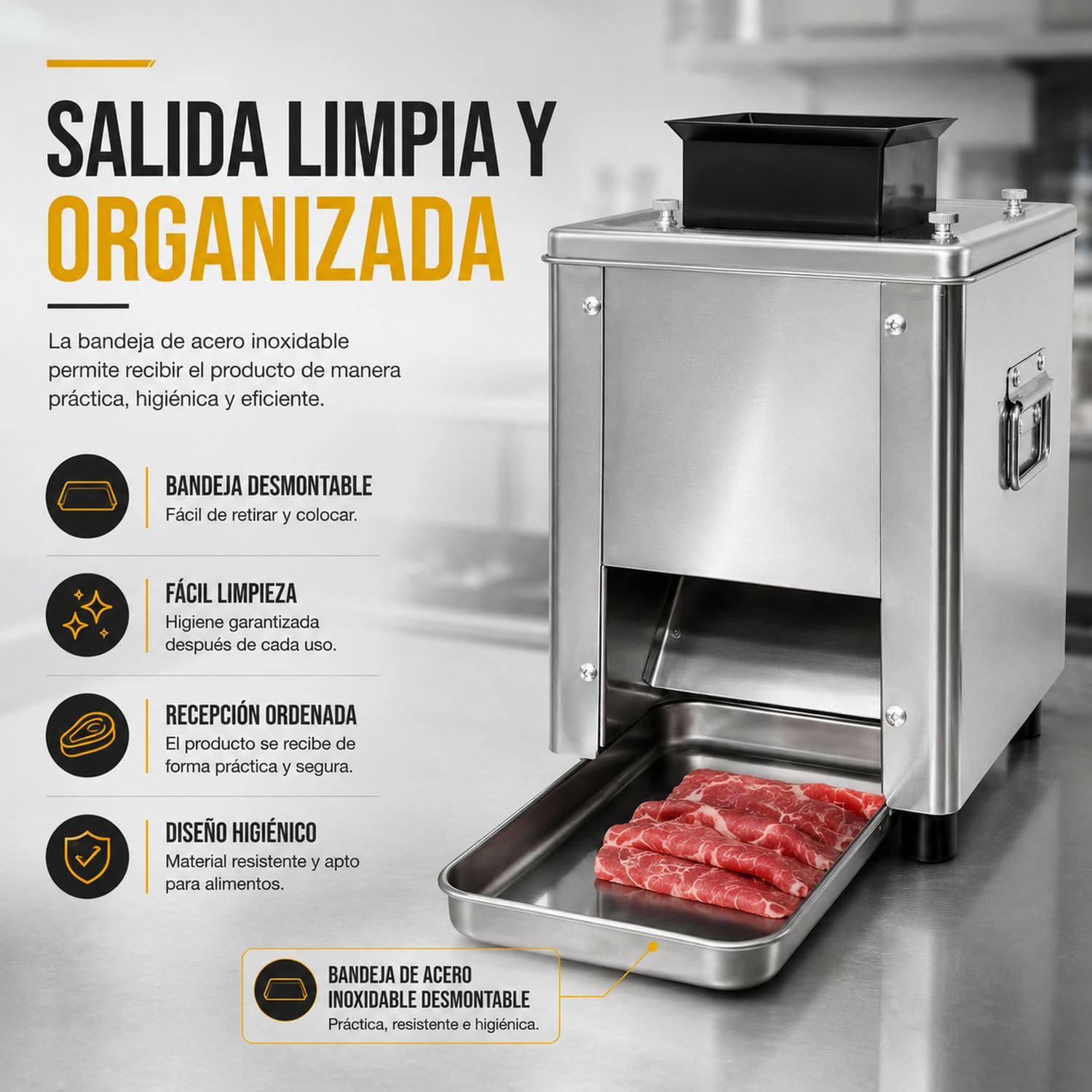 GUTSTARK Maquina Cortadora Cortador de Carne 130 Kg/h 850W Acero Inoxidable 304 Rebanado 130kg/Hora 200 RPM Triturado 65kg Hora 34 Cuchillas Removibles Para Carniceria Restaurante Negocio Profesional 7 GUTSTARK Maquina Cortadora Cortador de Carne 130 Kg/h 850W Acero Inoxidable 304 Rebanado 130kg/Hora 200 RPM Triturado 65kg Ho