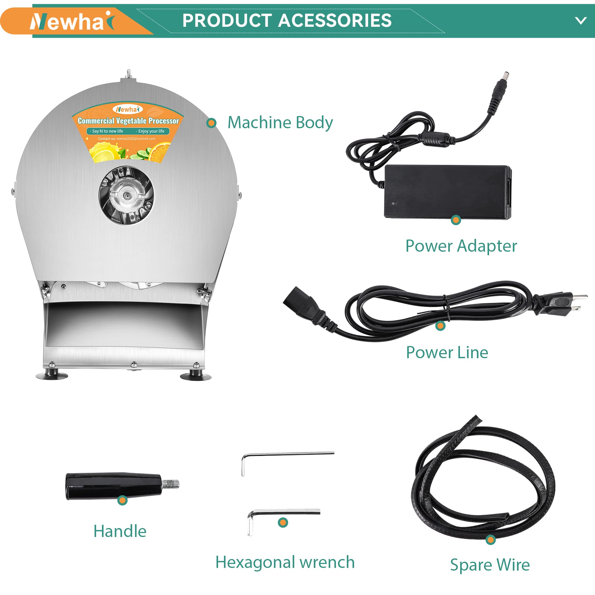 Newhai Cortador de verduras comercial eléctrico, máquina de corte de papas, cortador de batatas automático, frutas, 0-10mm (0-0.4’’), acero inoxidable para repollo, cebolla, tomate (enchufe de EE. UU 1 Newhai Cortador de verduras comercial eléctrico, máquina de corte de papas, cortador de batatas automático, frutas, 0-10mm (0
