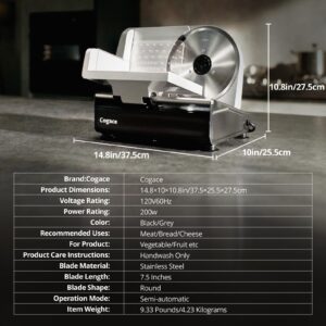 Potente máquina cortadora de carne Deli, cortadora eléctrica de alimentos de 200 W con 3 tipos de cuchillas de acero inoxidab
