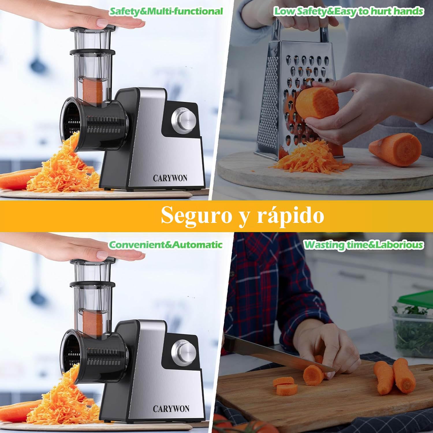 Rallador de Verduras Eléctrico 5 en 1, Rallador de Queso y Rebanador de Papas Automático con 5 Cuchillas de Acero Inoxidable, Cortador de Verduras Multifuncional para Queso, Frutas, Verduras 6 Rallador de Verduras Eléctrico 5 en 1, Rallador de Queso y Rebanador de Papas Automático con 5 Cuchillas de Acero Inoxidable,