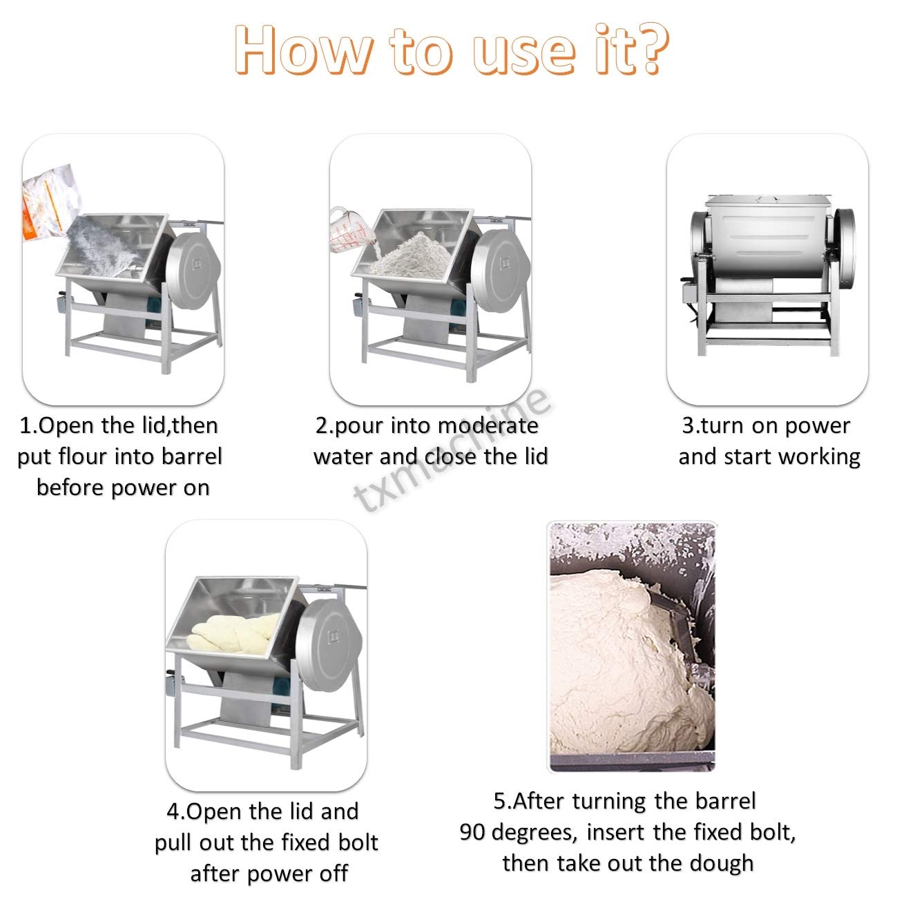 Txmachine® - Mezclador de alimentos de 50 kg, mezclador de masa eléctrica, mezclador de harina, amasador de masa (220 V/50 Hz, con hoja plana) 5 Txmachine® - Mezclador de alimentos de 50 kg, mezclador de masa eléctrica, mezclador de harina, amasador de masa (220 V/50 Hz