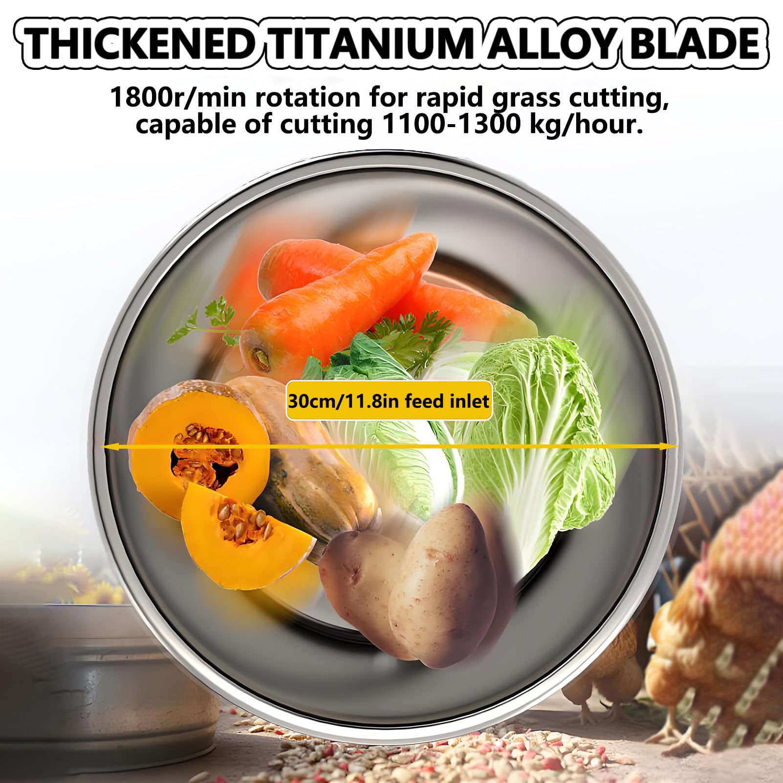 EpyGnom Picadora y Trituradora para Procesamiento de Alimento para Aves, de Acero Inoxidable de Alta Resistencia con 4 Cuchillas, Corte Rápido de 1800 RPM, para Vegetales, Granos, Maní 1200W 6 EpyGnom Picadora y Trituradora para Procesamiento de Alimento para Aves, de Acero Inoxidable de Alta Resistencia con 4 Cuchil