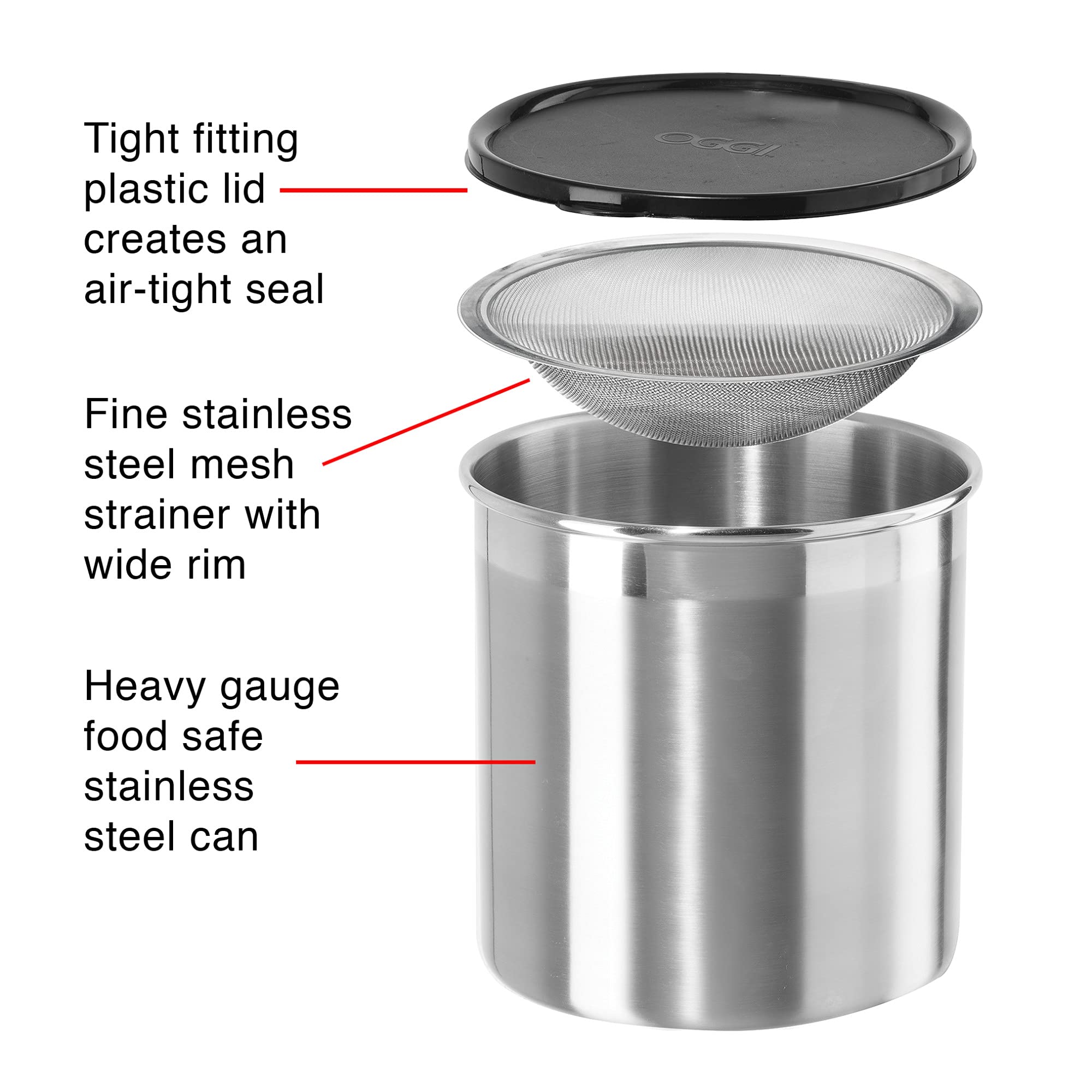 Oggi 7324 grasa de acero inoxidable puede con filtro extraíble, 1-quart, Stainless, 3,78L, 1 4 Oggi 7324 grasa de acero inoxidable puede con filtro extraíble, 1-quart, Stainless, 3,78L, 1 - Acero Inoxidable - centroag.co