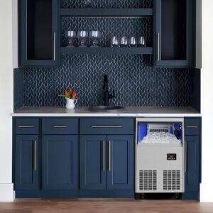 Máquina para hacer hielo comercial, Coolski 200 libras/24 horas fabricadora de hielo bajo encimera con almacenamiento de hiel