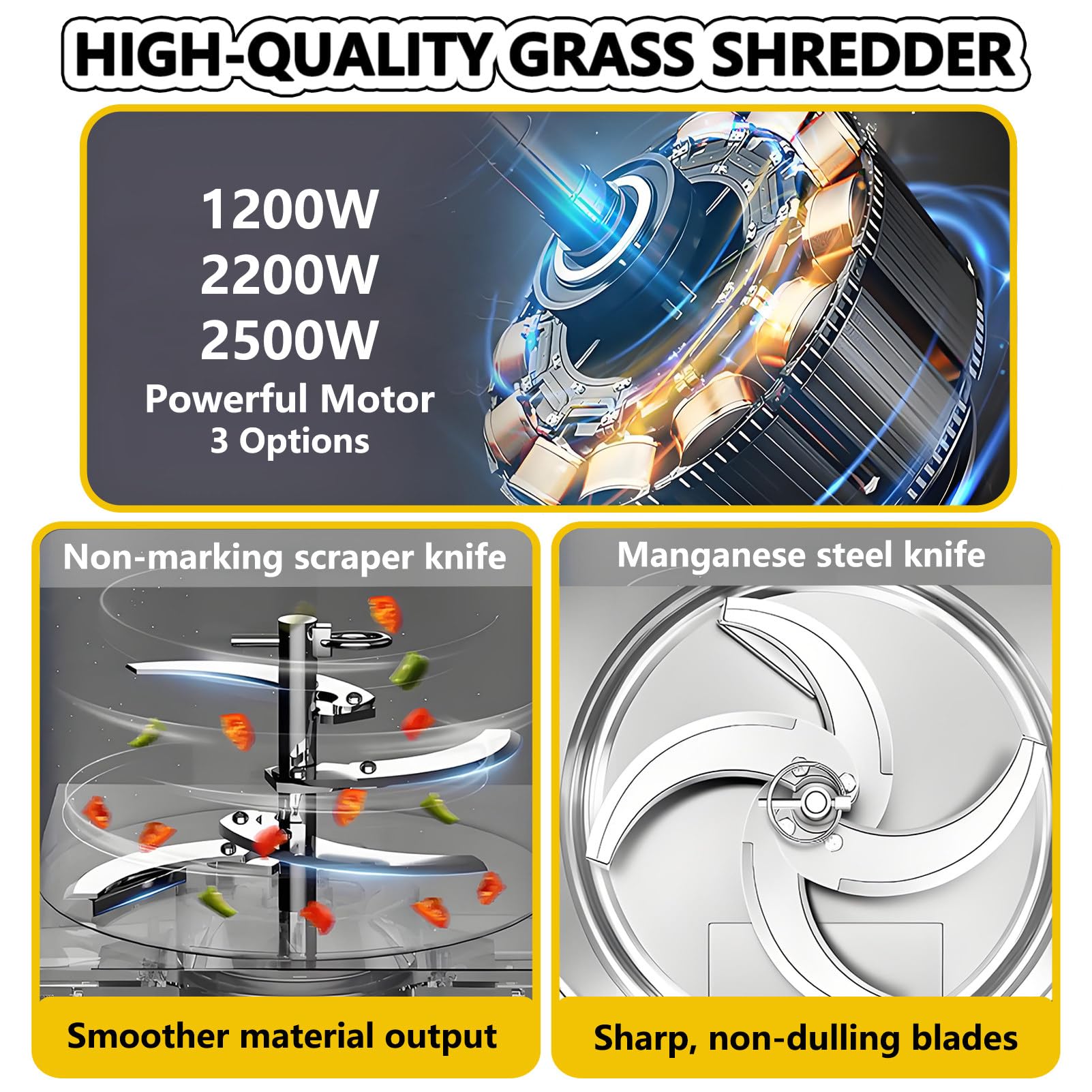 EpyGnom Picadora y Trituradora para Procesamiento de Alimento para Aves, de Acero Inoxidable de Alta Resistencia con 4 Cuchillas, Corte Rápido de 1800 RPM, para Vegetales, Granos, Maní 1200W 1 EpyGnom Picadora y Trituradora para Procesamiento de Alimento para Aves, de Acero Inoxidable de Alta Resistencia con 4 Cuchil